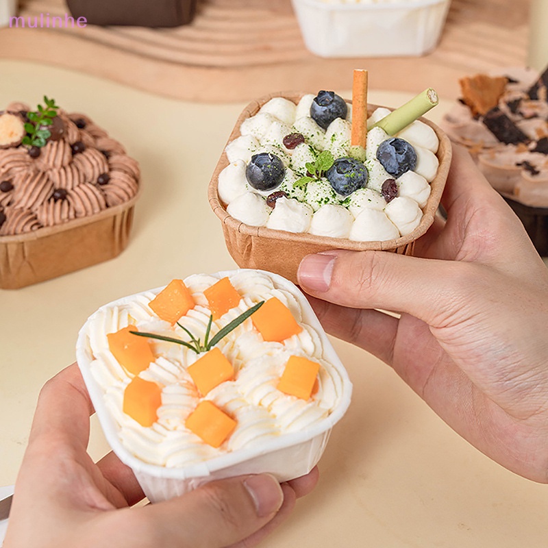 Set 50 Khuôn Giấy Làm Bánh Cupcake Hình Vuông Tiện Dụng