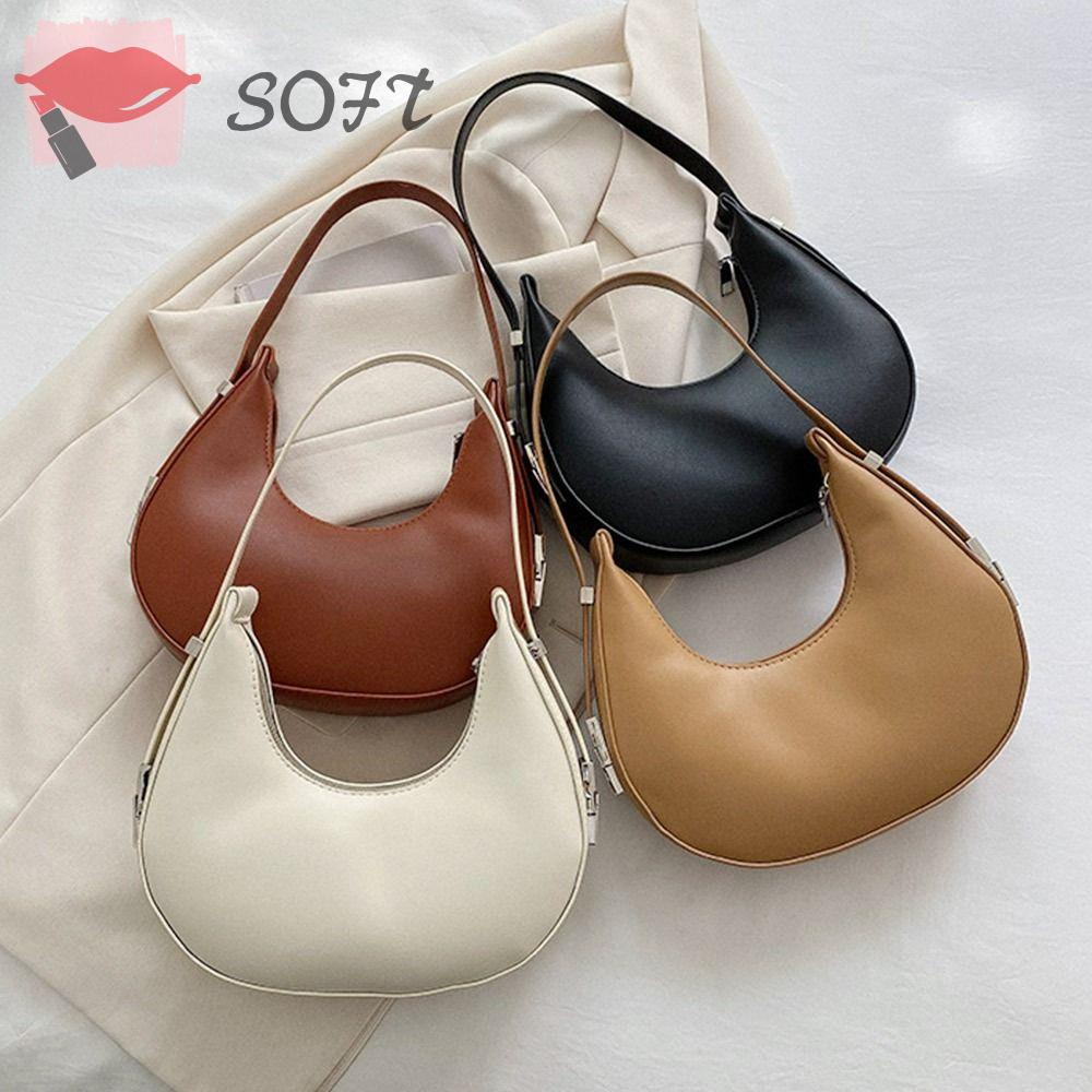 Túi Tote Da PU Hình Bán Nguyệt Phong Cách Boho Thời Trang