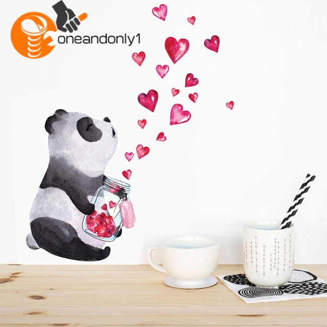 Nhãn Dán Tường Họa Tiết Gấu Trúc Vẽ Tay Phong Cách Trung Hoa Trang Trí Phòng Khách / Phòng Ngủ