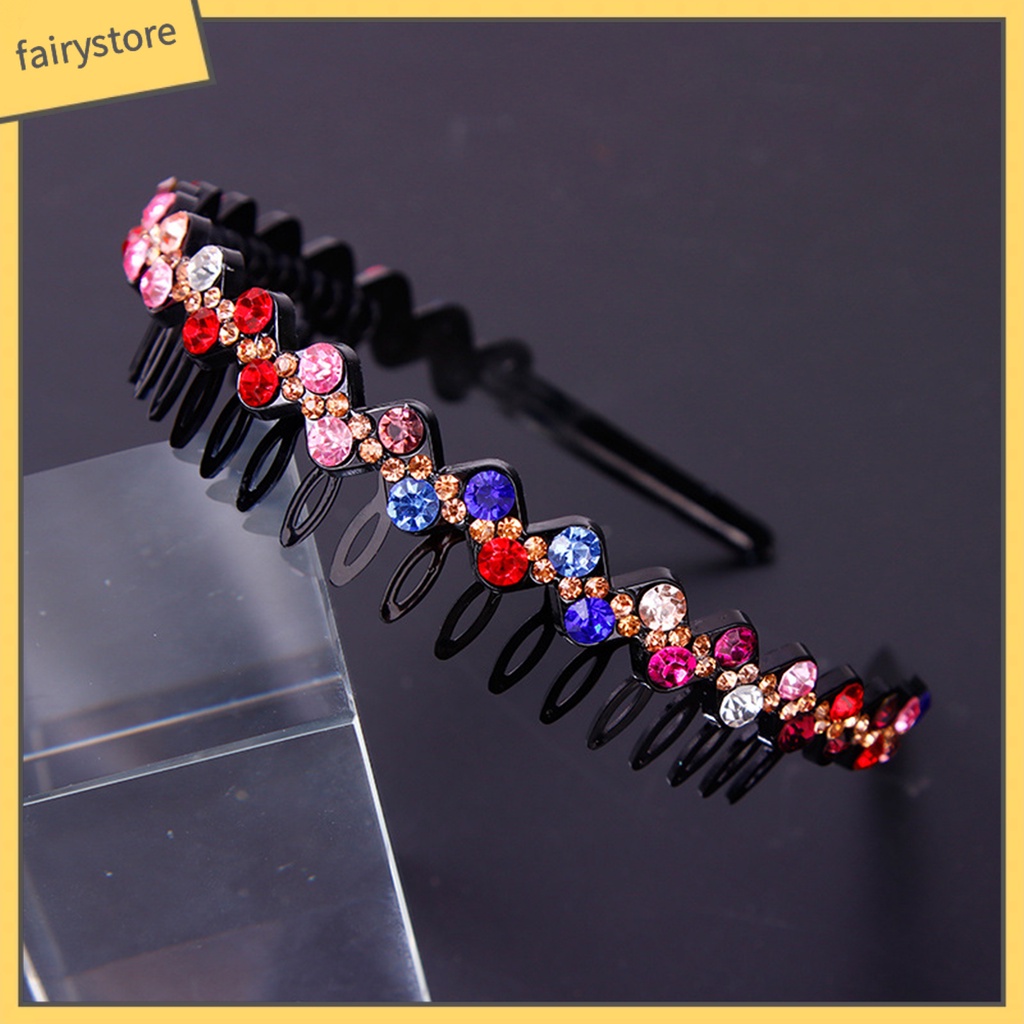 Băng Đô Cài Tóc Đính Đá Lấp Lánh Chống Trượt Có Răng Dành Cho Nữ