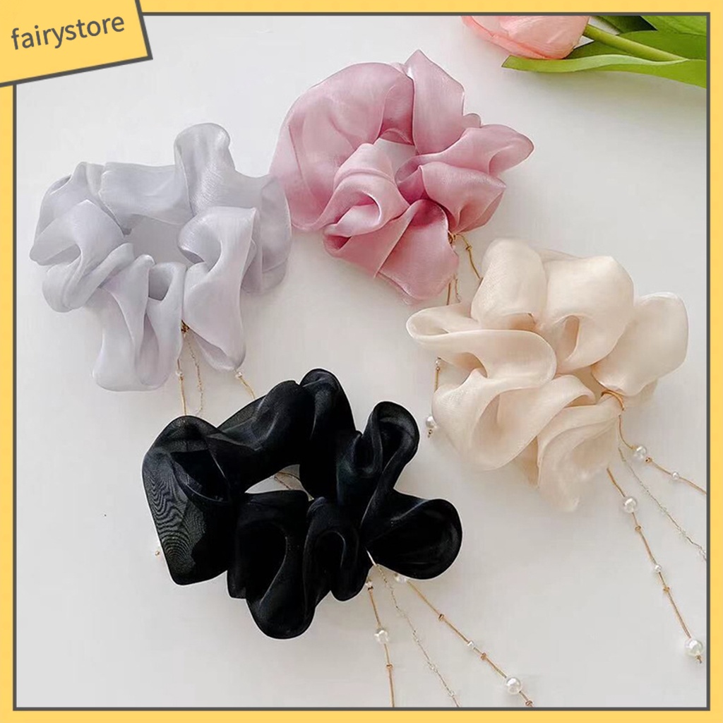 Dây Cột Tóc Đính Ngọc Trai Giả Co Giãn Tốt Thời Trang Xinh Xắn Cho Nữ