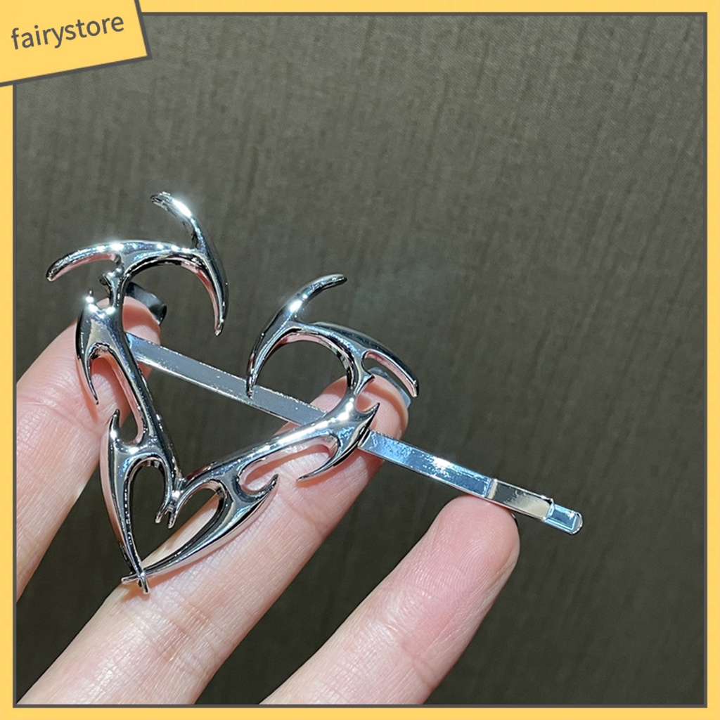 [FRO] Kẹp Tóc Dạng Phi Tiêu Hình Học Trái Tim Màu Bạc Phong Cách Hip Hop Cá Tính Tinh Tế Tốt Cho Cuộc Sống Hàng Ngày