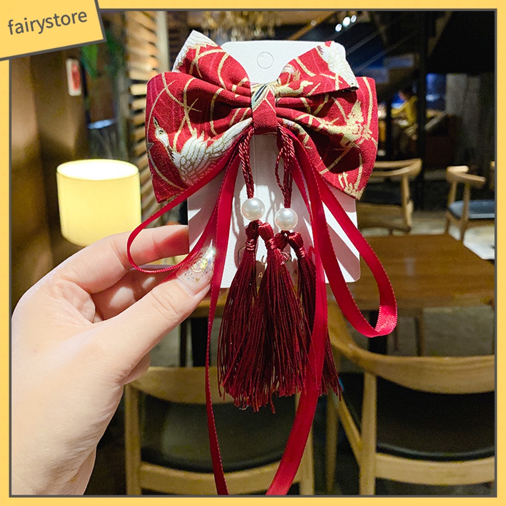 Kẹp Tóc Tua Rua Phong Cách Trung Hoa Cổ Điển Mừng Năm Mới Cho Bé Gái