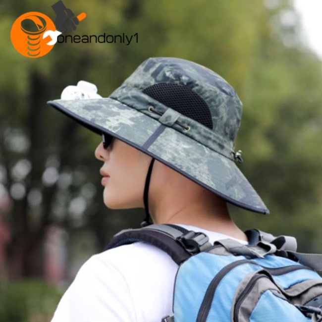 Mũ Xô Vành Rộng Thoáng Khí Chống Nắng Có Thể Tháo Rời Kèm Quạt Có Thể Điều Chỉnh