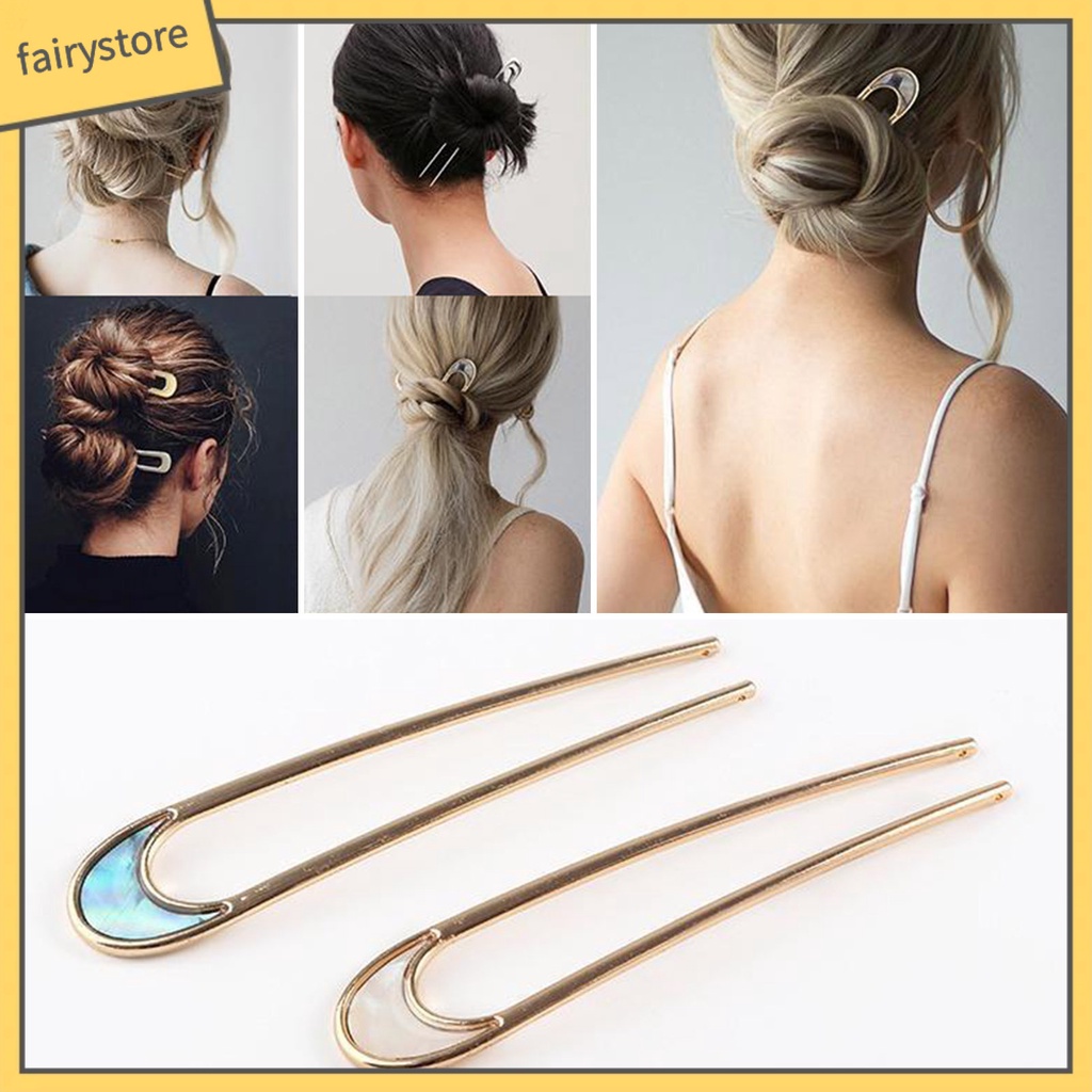 Kẹp Tóc Chữ U Bằng Thép Không Gỉ Màu Trơn Chống Biến Dạng Dành Cho Nữ