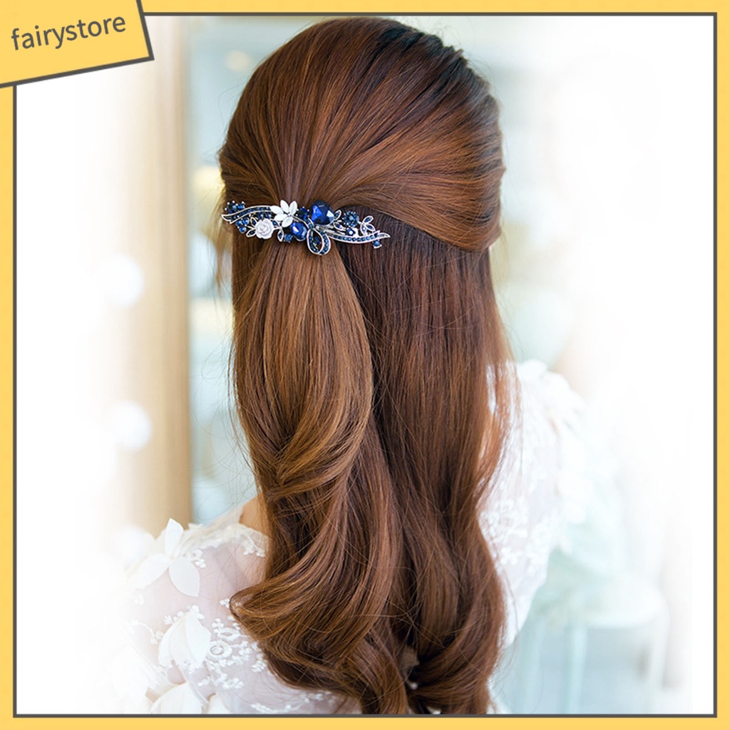 Kẹp Tóc Hình Hoa Đính Đá Lấp Lánh Phong Cách Vintage