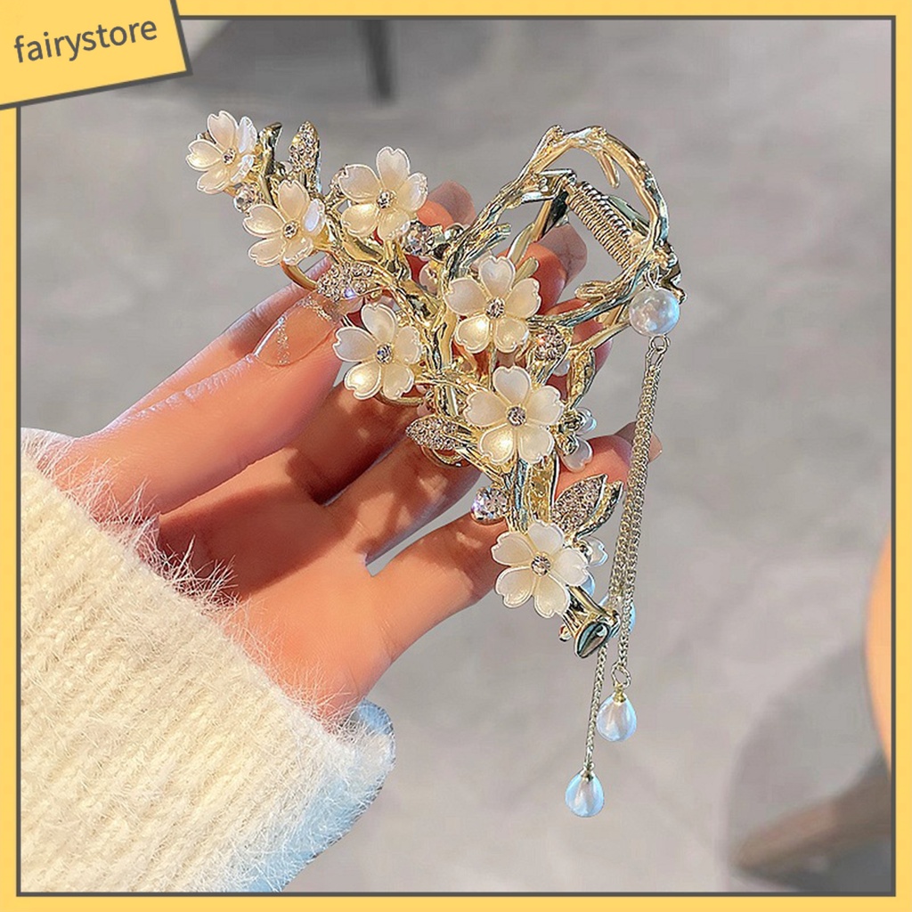 Kẹp Tóc Càng Cua Đính Ngọc Trai Giả Thanh Lịch Cho Nữ