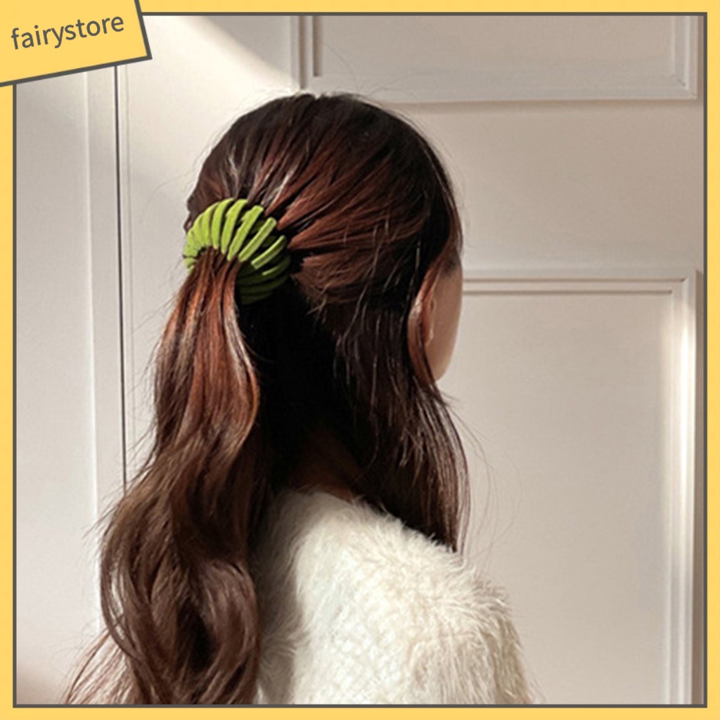 Dây Cột Tóc Hình Tổ Chim Bằng Resin Thanh Lịch Sáng Tạo Có Thể Thu Gọn Cho Nữ