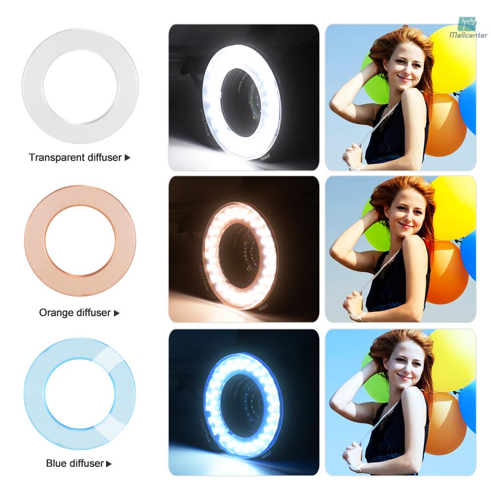 HD-130 Macro LED Ring Flash Light LCD Display 3000-15000K GN15 Power Control with 3 Flash Diffusers 8 Adapter Rings for Cameras