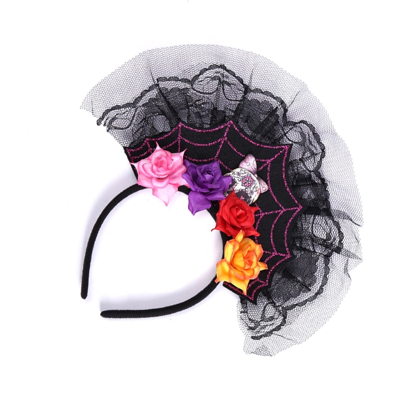Flgo Băng Đô Hóa Trang Halloween Hình Đầu Lâu Nhện Phối Ren Hoa