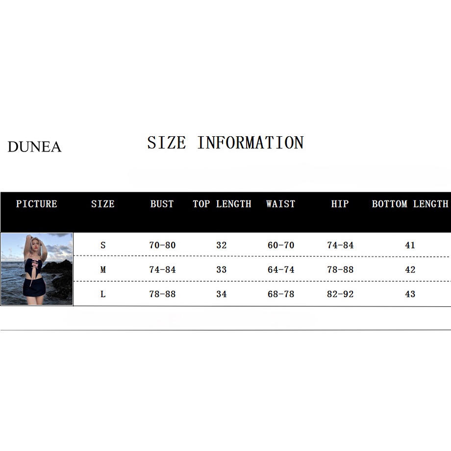 DUNEA Set Áo Tank Top Thắt Nơ Cổ + Chân Váy Ngắn Quyến Rũ Cho Nữ
