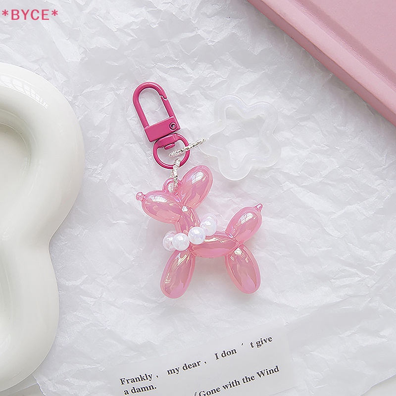 Móc Khóa Hình Chú Chó / Ngôi Sao / Bóng Bay Màu Kẹo Ngọc Trai Bằng Acrylic Dễ Thương Mới