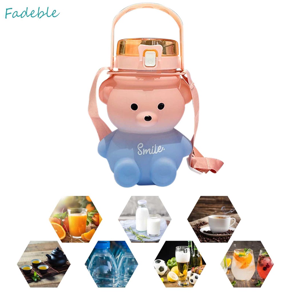 Cốc Uống Nước 1100ml Có Nắp Đậy Và Ống Hút Hình Gấu Dễ Thương