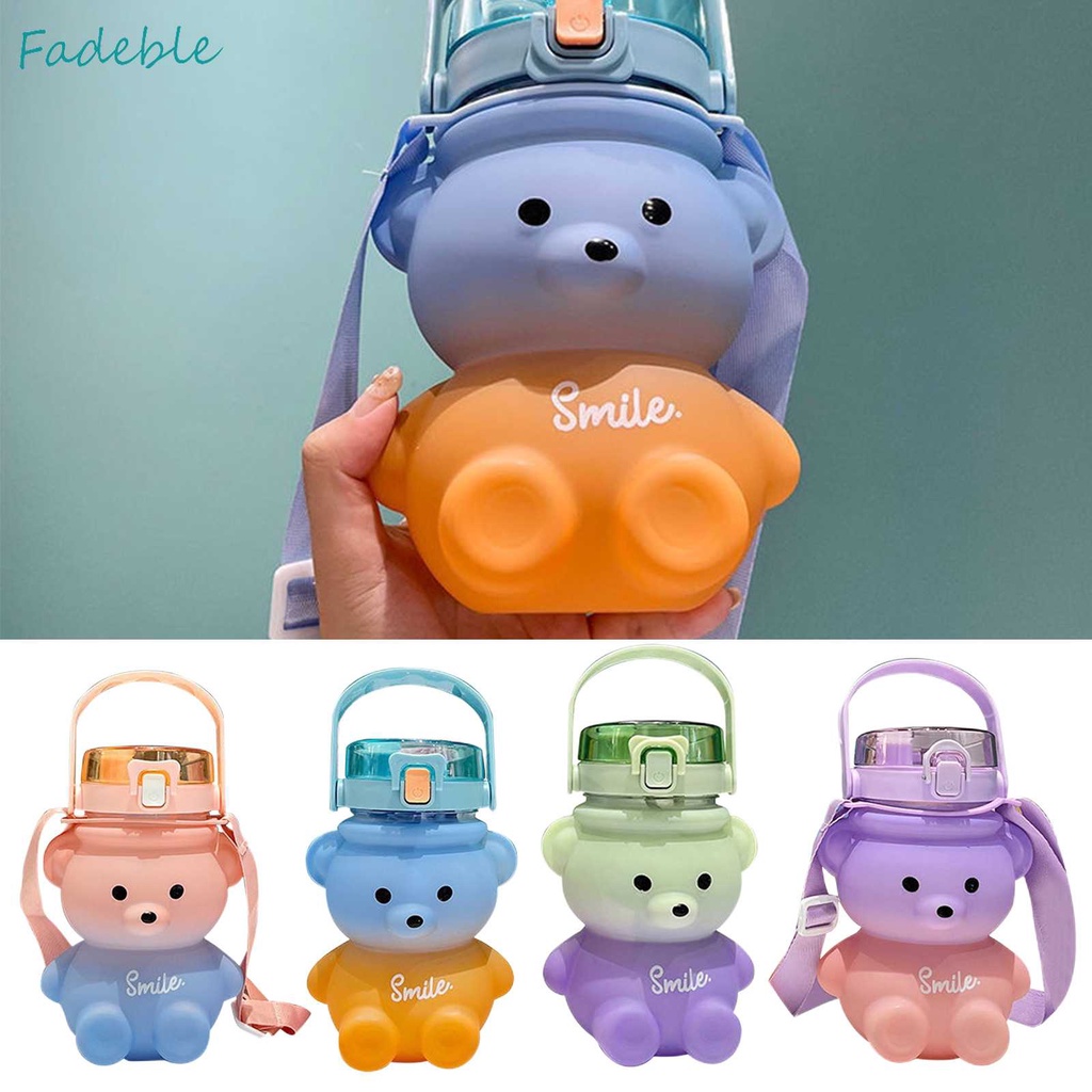 Cốc Uống Nước 1100ml Có Nắp Đậy Và Ống Hút Hình Gấu Dễ Thương