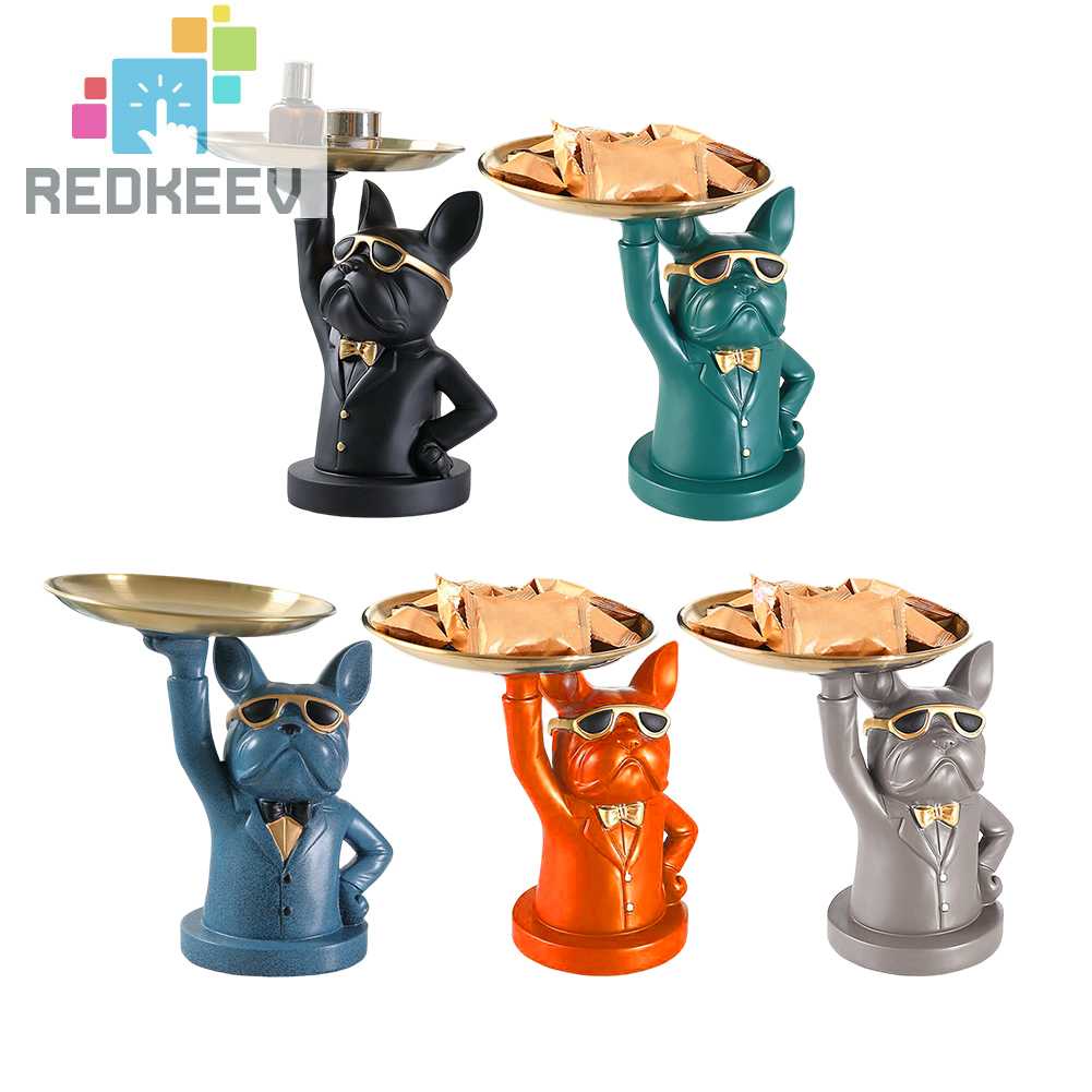 Hộp Đựng Vật Dụng Bằng Nhựa Resin Hình Chó Bull Trang Trí Bàn Phòng Khách