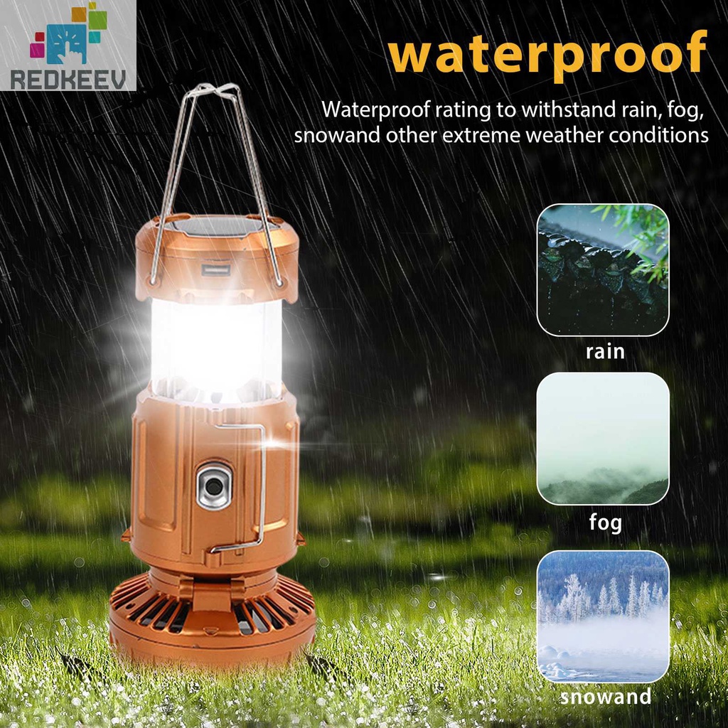 Quạt Cắm Trại Gấp Gọn Có Đèn LED Kiêm Sạc Dự Phòng 1500mAh