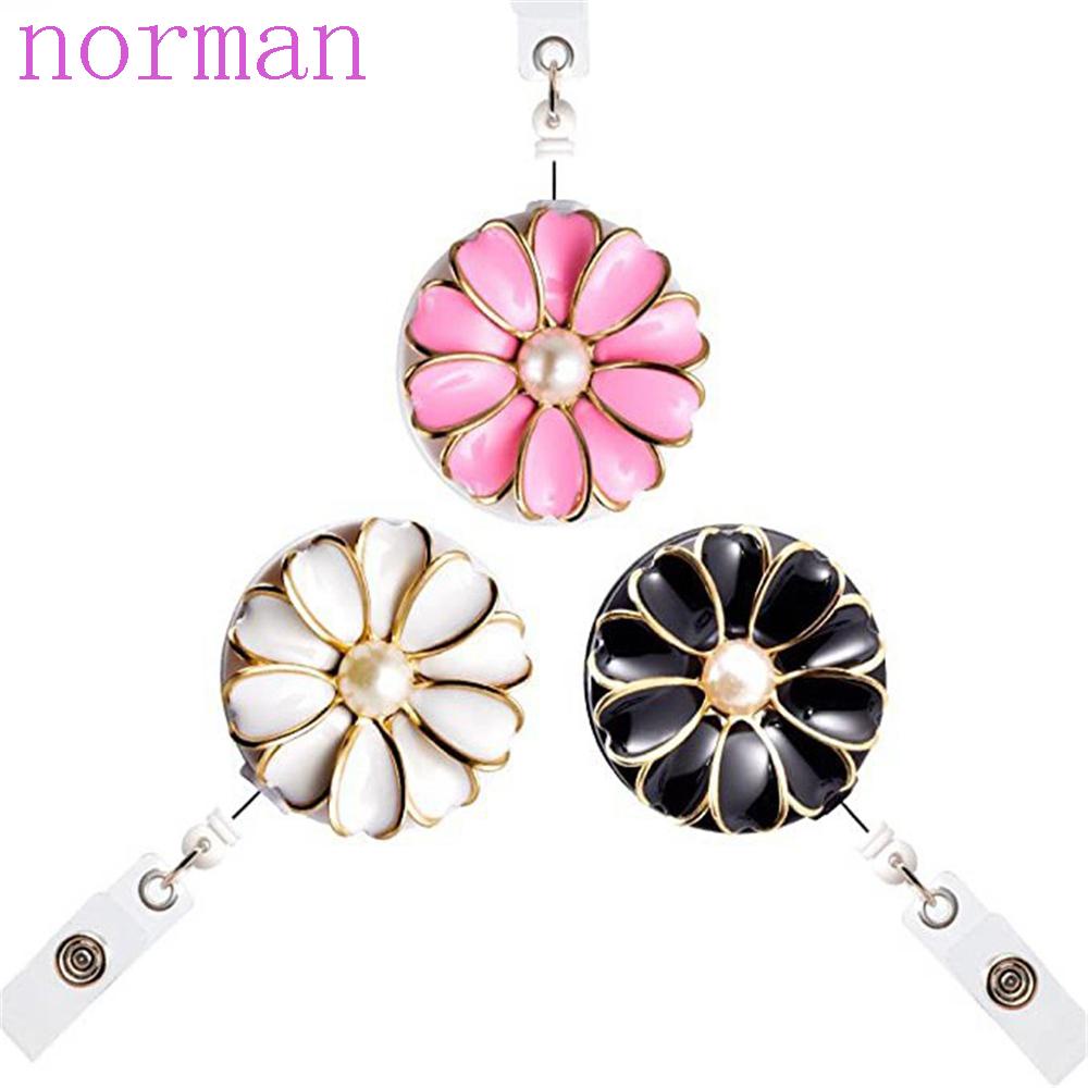 Kẹp Giữ Thẻ ID / Thẻ ID Bằng Kim Loại Chống Thất Lạc Họa Tiết Hoa Tiện Dụng Giá Đỡ