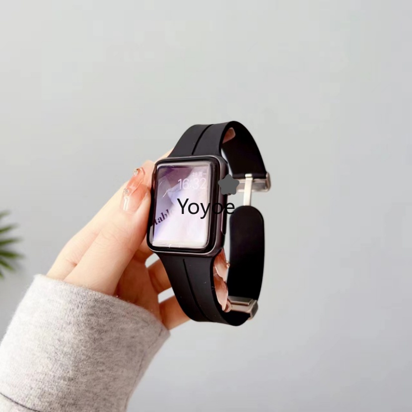 Dây Đeo Silicone Khóa Nam Châm Cho iwatch Series 7 8 SE 6 5 4 3 2 1 44mm 40mm 45mm 41mm 42mm Correa 49mm Ultra 38mm