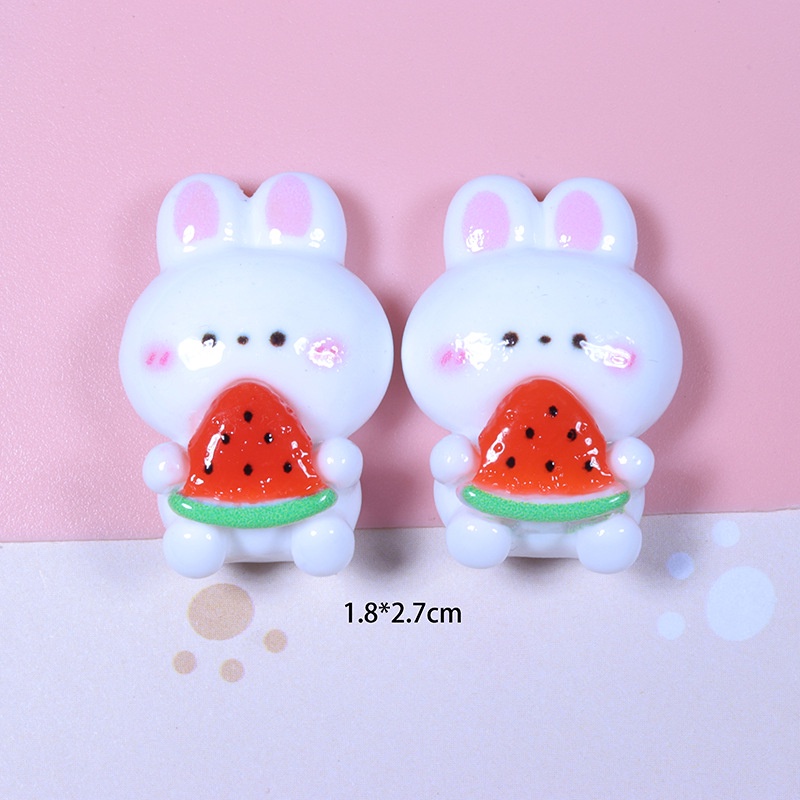 Set 10 Phụ Kiện Trang Trí Ốp Điện Thoại Hình Chú Gấu Hoạt Hình / Dưa Hấu Dễ Thương Diy