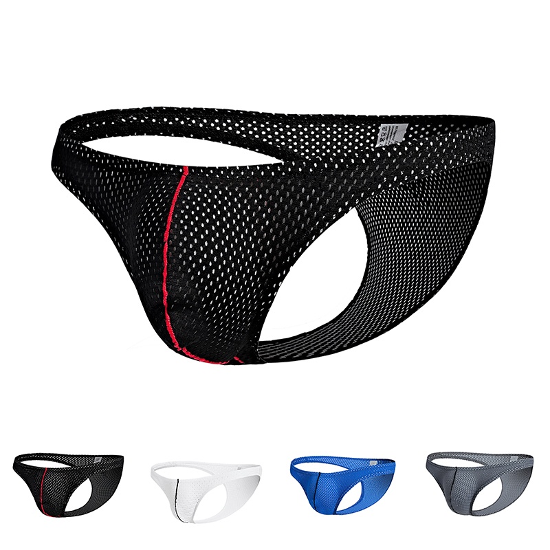 Quần Lót Tam Giác Ôm Sát Phối Lưới Không Đường May Co Giãn Màu Đen / Trắng / Xám / Xanh Dương Cho Nam