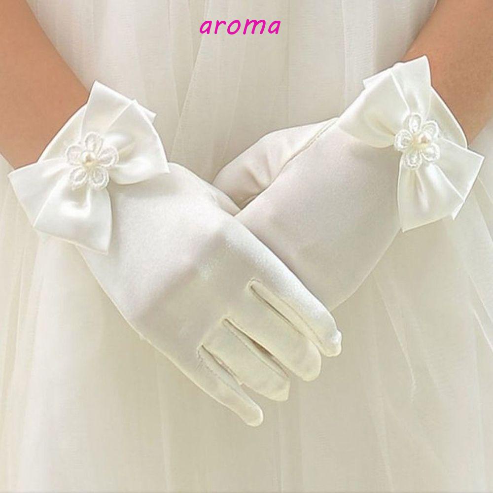 Găng Tay Mềm Mại Co Giãn Đính Nơ Thời Trang Dự Tiệc Cho Bé Gái