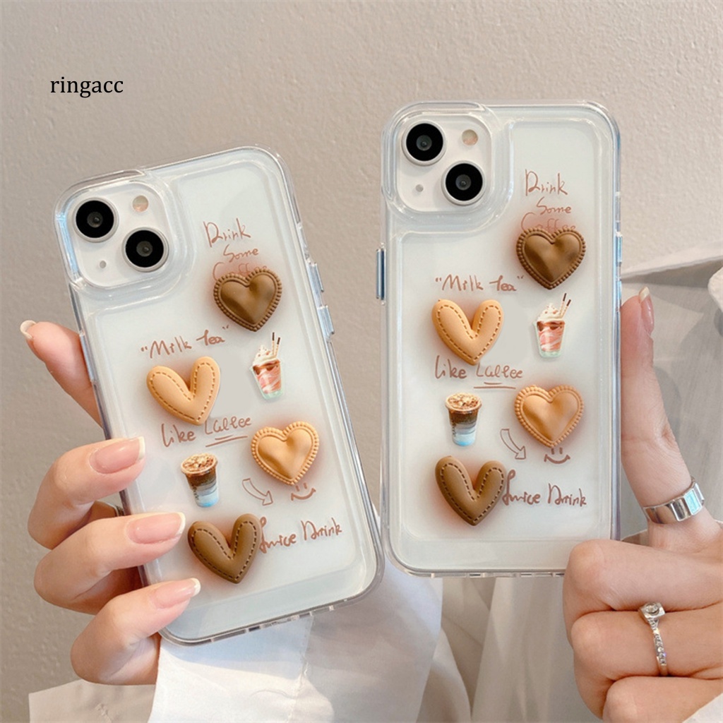 Ốp Điện Thoại In Họa Tiết Cà Phê Trái Tim 3D Chống Mài Mòn Cho iPhone 14 Pro Plus Pro Max
