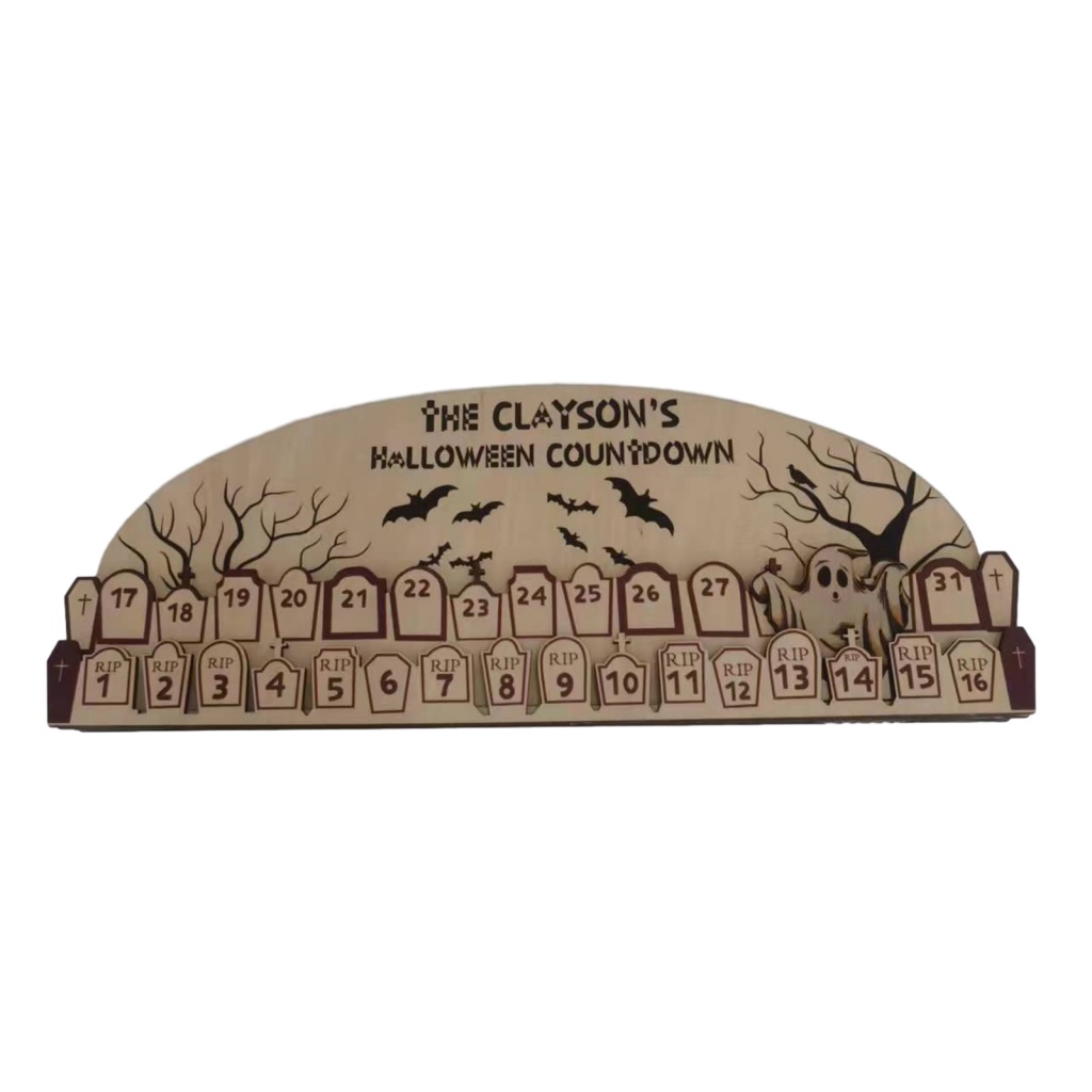 Phụ Kiện Đếm Ngược Ngày Halloween Bằng Gỗ Không Mùi