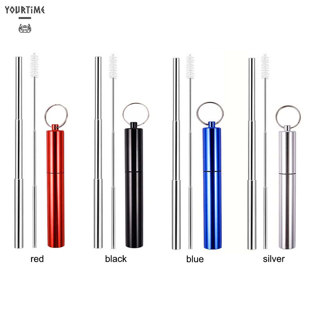 Bộ 3 Ống Hút Thép Không Gỉ Có Thể Tái Sử Dụng Kèm Cọ Vệ Sinh