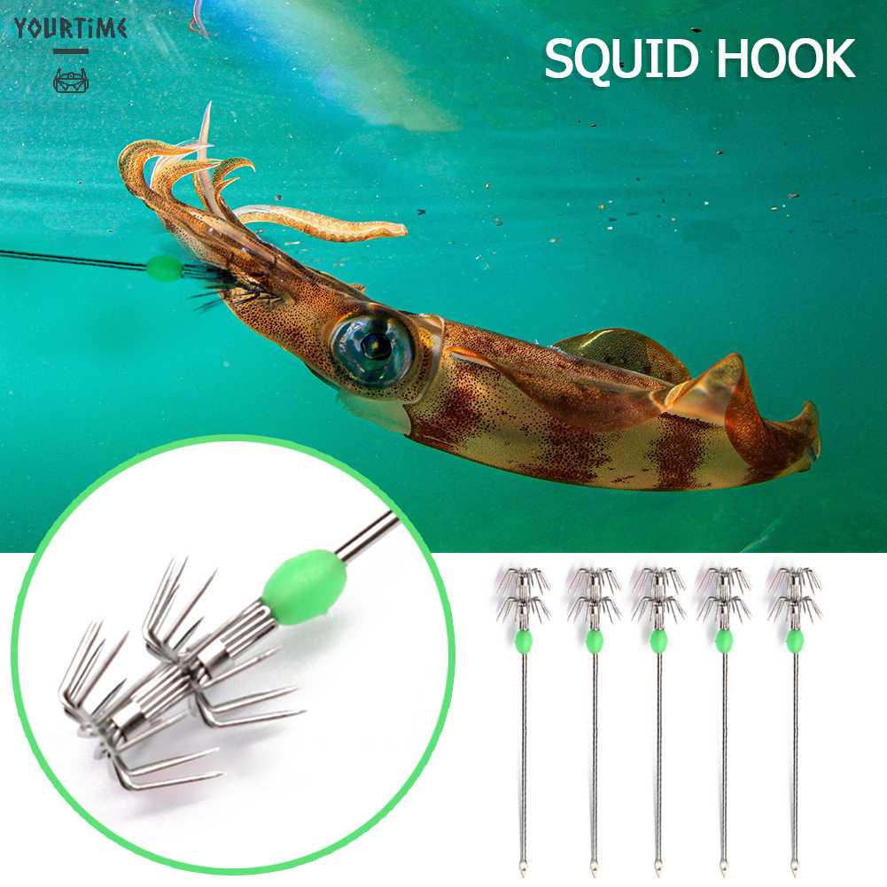Bộ 10 Chiếc Móc Câu Hình Con Mực Phát Sáng Trong Bóng Tối