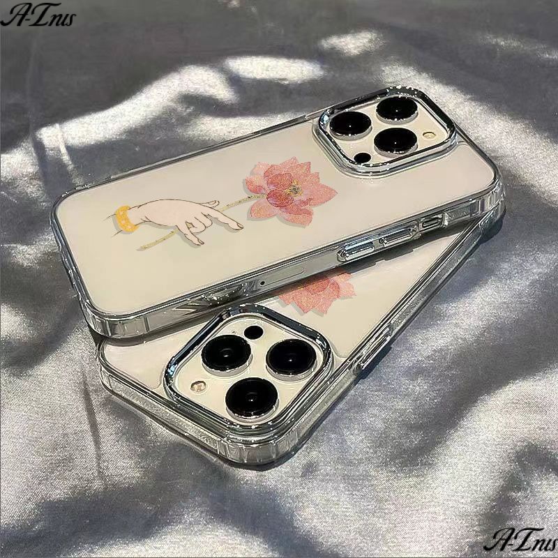 ✅Ốp Điện Thoại Dẻo Họa Tiết Hoa Sen Đơn Giản Chống Sốc Cho iPhone12 / max 11 13In 7 8 14pro IAT8