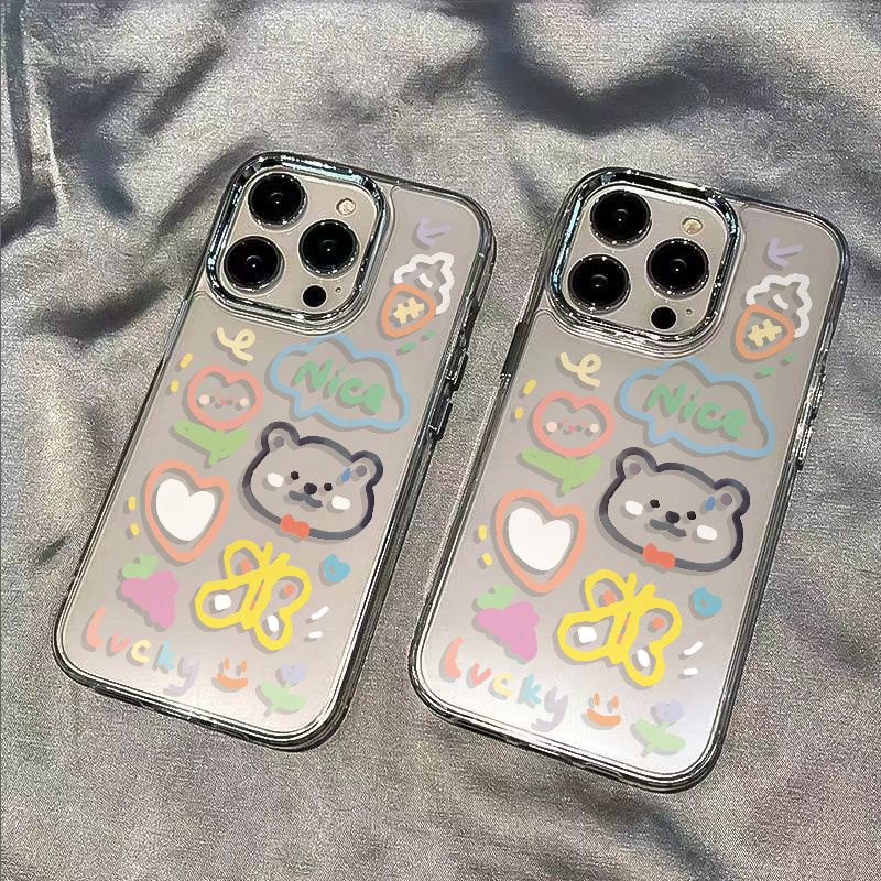 ✅Ốp Điện Thoại Mềm Chống Sốc In Hình Gấu Và Bướm Đơn Giản Cho Iphone 814pro 12 + / 713 max11 HI1M