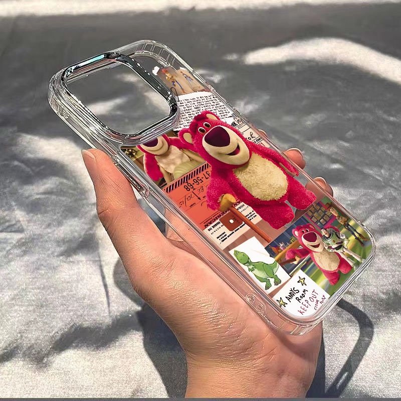 ✅Ốp Điện Thoại Dẻo Họa Tiết Chú Gấu &amp; Dâu Tây Dễ Thương Chống Sốc Cho Iphone Xs xs7 138 11 max 14proplusiPhone12