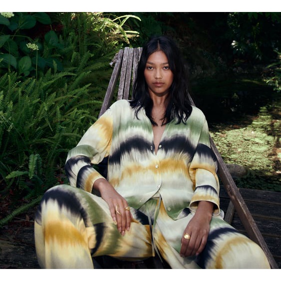 Zara Bộ Áo Sơ Mi Nhuộm Màu Dài Tay Phối Quần Lưng Cao Thời Trang Mùa Hè Năng Động 8372231 8372131