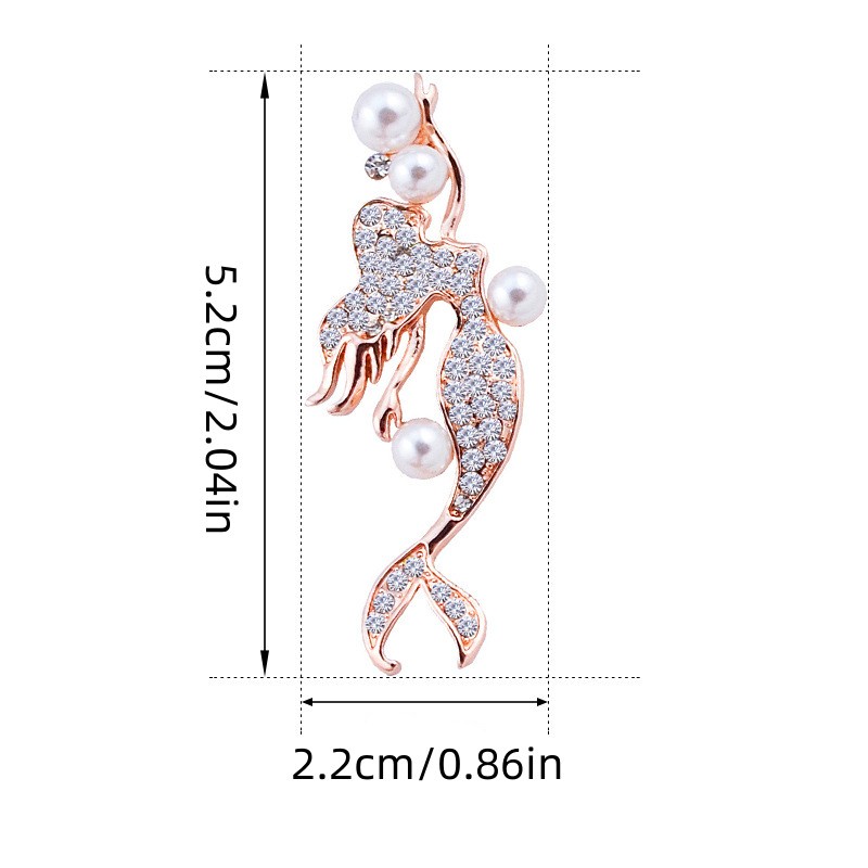 Ghim Cài Áo Hình Nàng Tiên Cá Đính Đá Và Ngọc Trai Đơn Giản Thanh Lịch Dành Cho Nữ