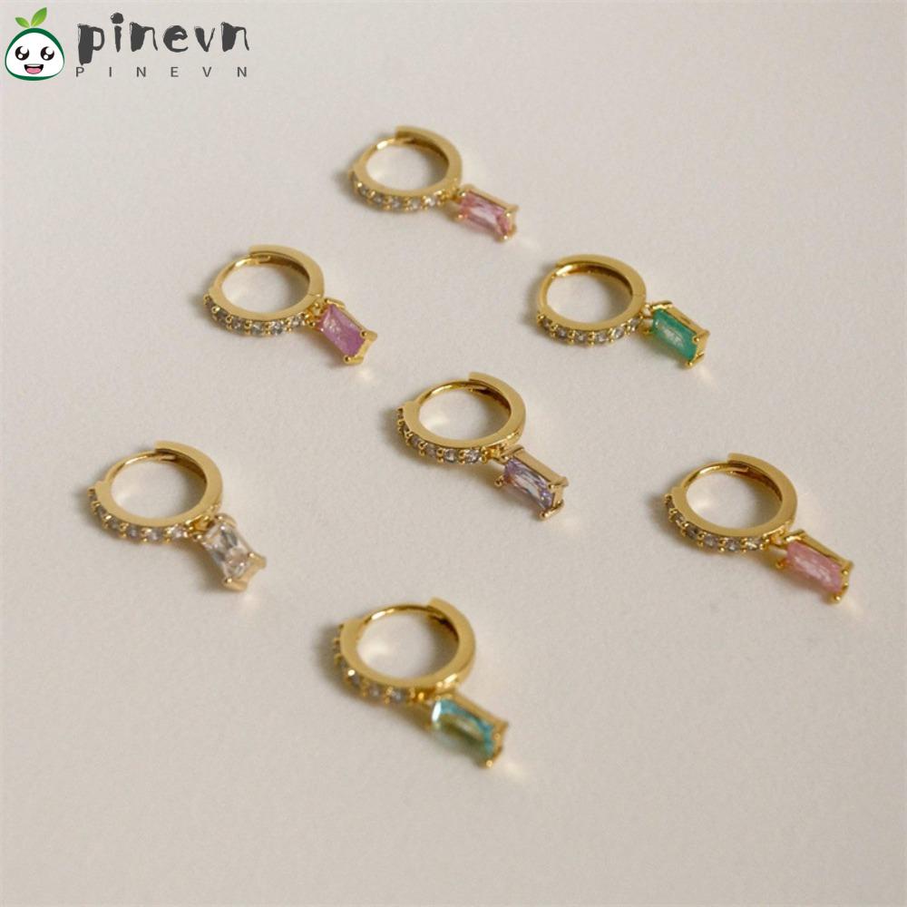 2 Đôi Bông Tai Mạ Bạc 925 Hình Tròn Phong Cách Vintage|Khuyên Tai Dáng Dài Đính Đá Zircon Sang Trọng Hợp Thời Trang