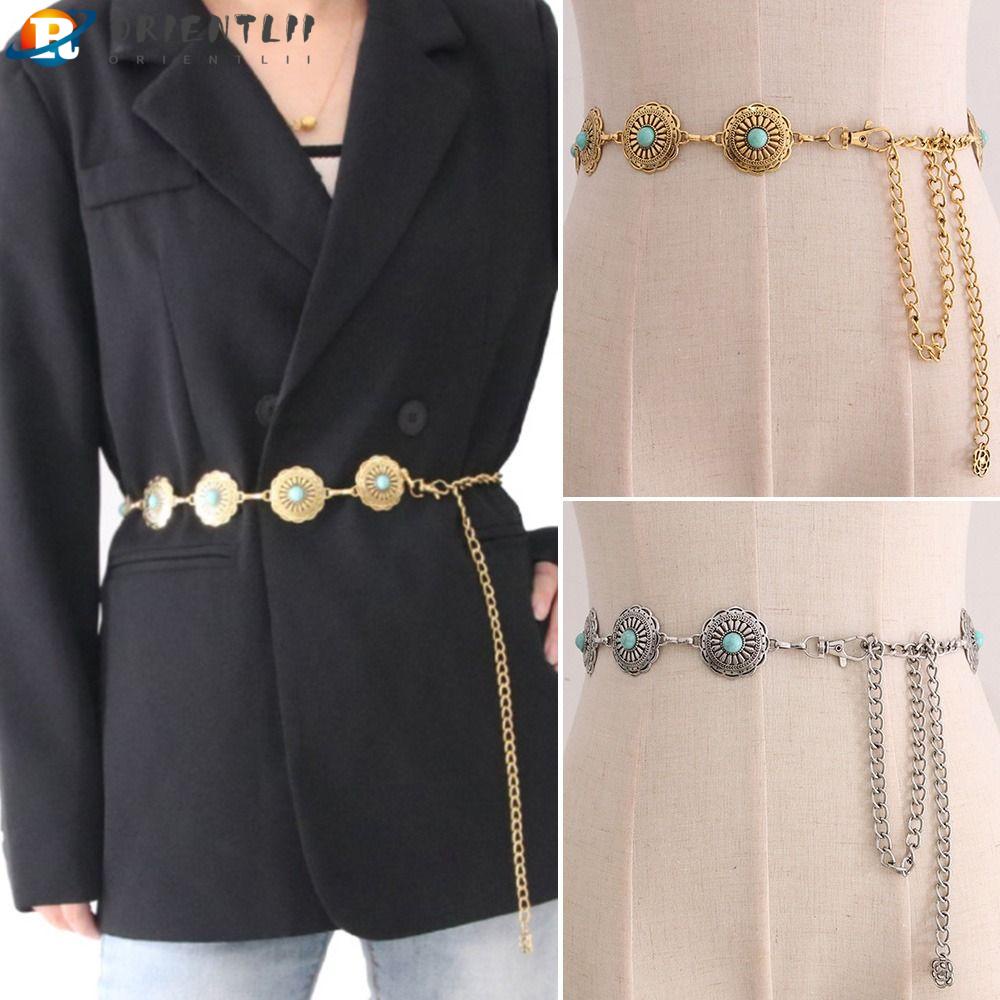 Thắt Lưng Dây Xích Kim Loại Kiểu Dáng Vintage Thanh Lịch