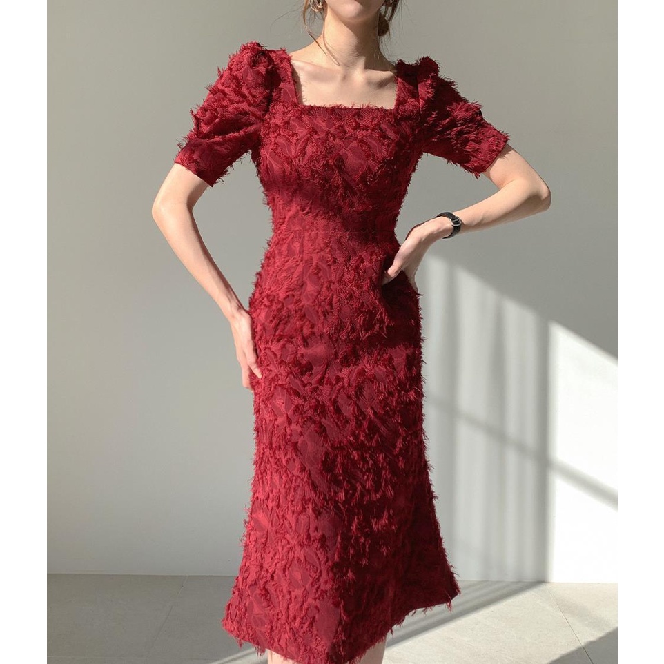 Đầm Hai Dây Mỏng Nhẹ Phối Tua Rua Phong Cách Hàn Quốc Cổ Điển Thời Trang Xuân Hè Cho Nữ