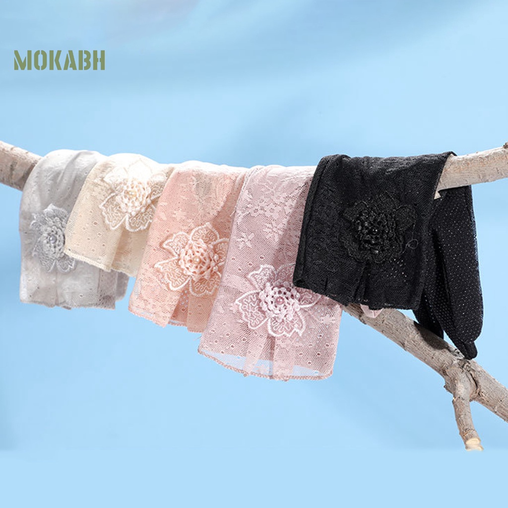 1 Đôi Găng Tay Chống Nắng Bằng Lụa Lạnh Phối Ren Có Thể Chạm Màn Hình Cảm Ứng