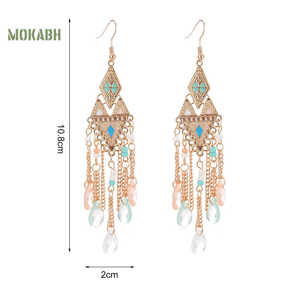 1 Cặp Bông Tai Dáng Dài Đính Pha Lê Lấp Lánh Thời Trang Cho Nữ