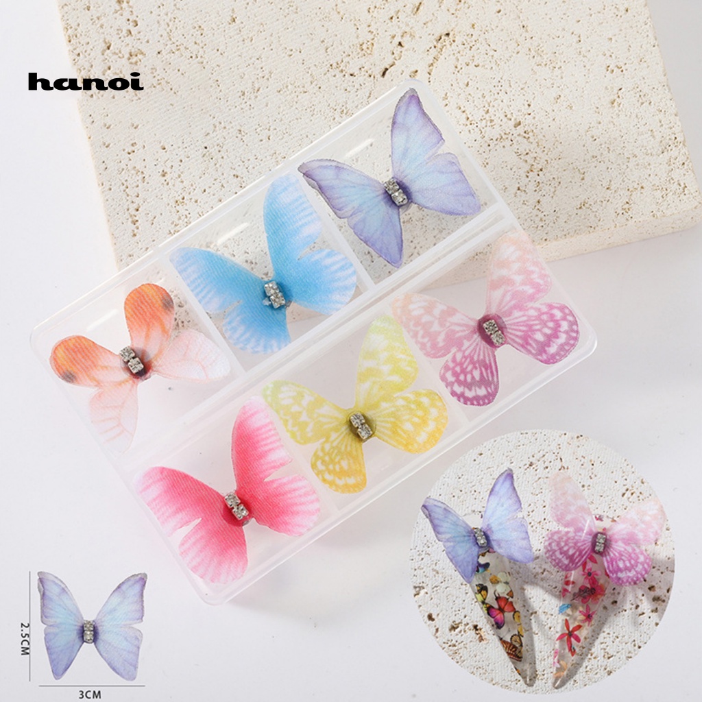 Set 6 Phụ Kiện Trang Trí Móng Nghệ Thuật Hình Bướm 3D Bằng Nhựa