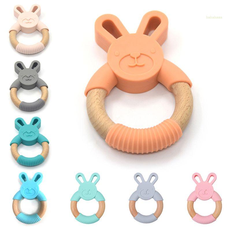 1 Đồ Chơi Lục Lạc Hình Thỏ Bằng Silicone Cho Bé Sơ Sinh Mọc Răng