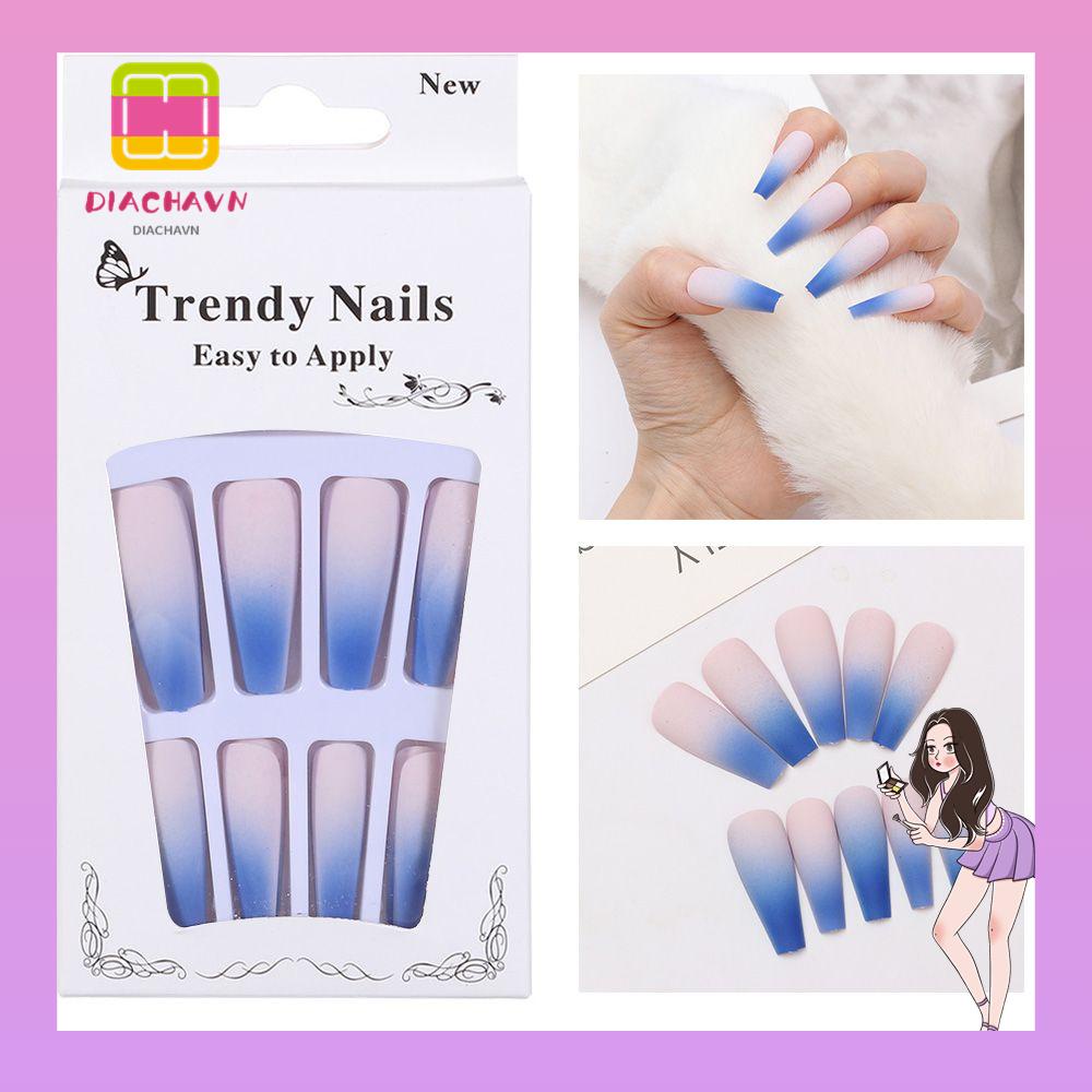 Móng Tay Giả Múa Ba Lê Dáng Dài Che Phủ Toàn Diện Màu Gradient