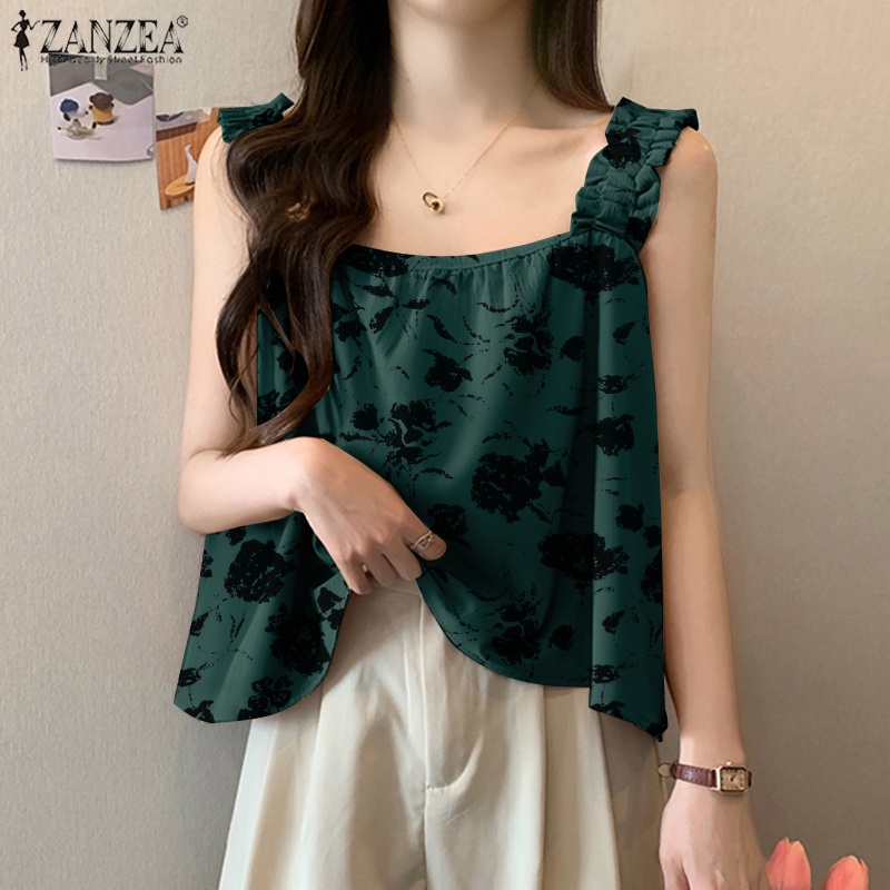 Zanzea Áo Nữ Cộc Tay Cổ Vuông Thời Trang Hàn