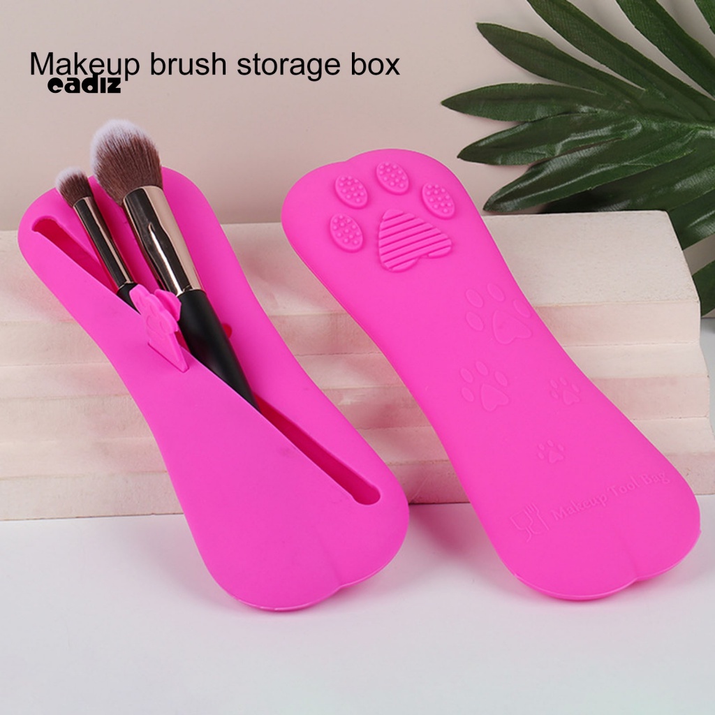 Túi Đựng Cọ Trang Điểm CADI Bằng Silicon Mềm Dung Tích Lớn Chống Bụi Chống Rơi Hình Dấu Chân Mèo