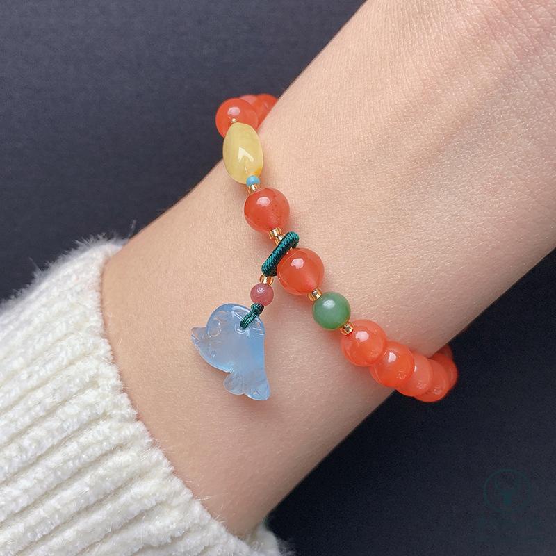 Vòng Đeo Tay Mã Não Tự Nhiên Màu Đỏ Cherry Phong Cách Nam Nữ Phù Hợp Làm Quà Tặng Bán Chạy Nhất Ar