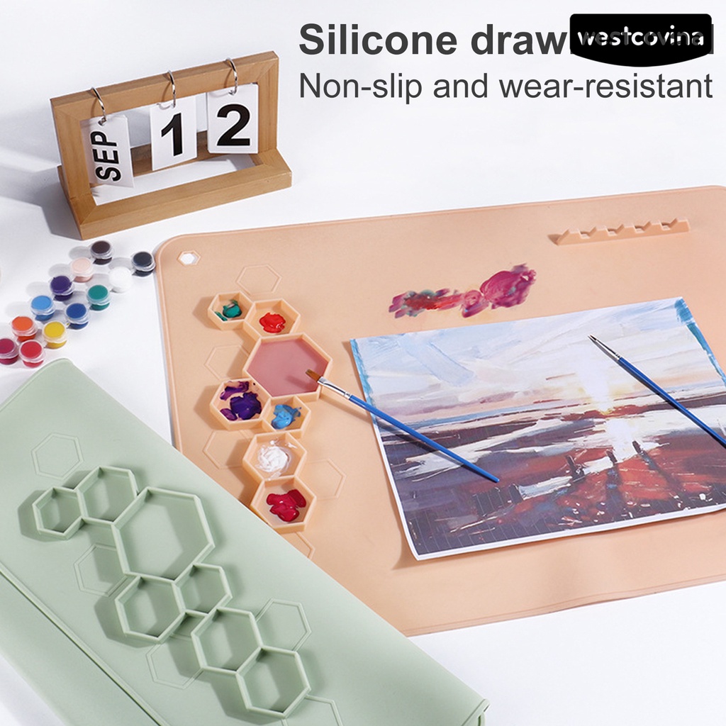 [WSTN]✎Khay Đựng Cọ Vẽ Có Lỗ Treo Chống Nước Không Dính