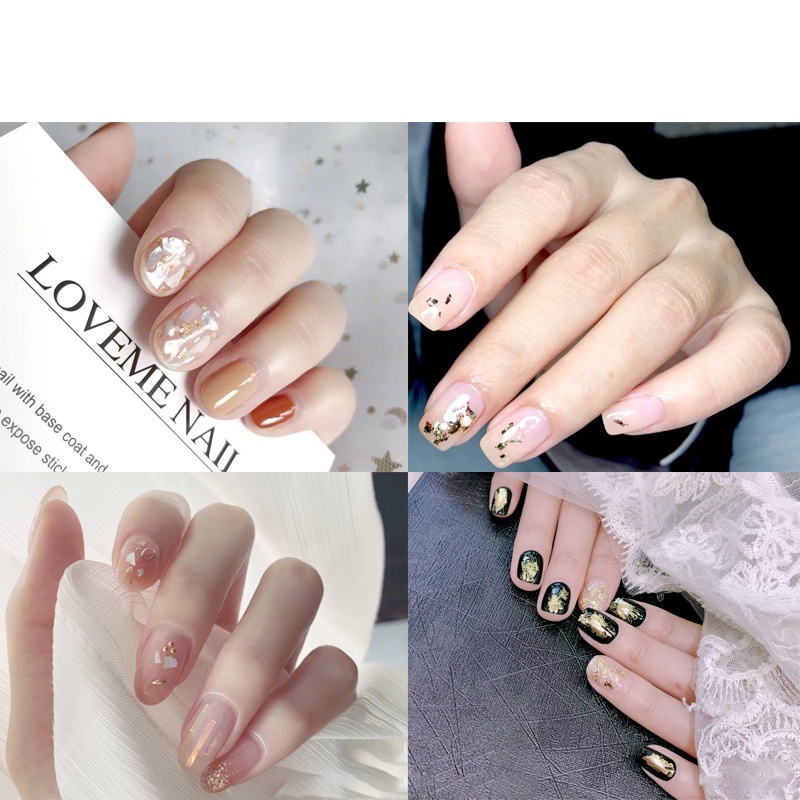 Miếng Dán Trang Trí Móng Tay Nghệ Thuật Lá Thiếc Màu Vàng / Bạc KOUDAN