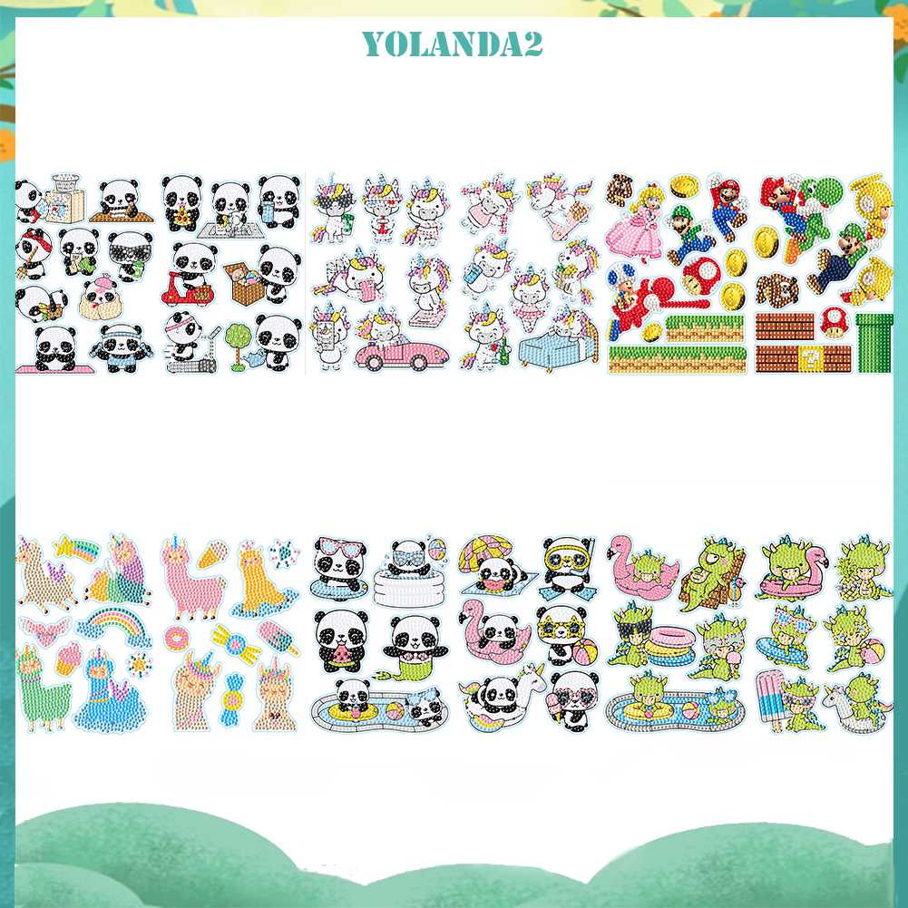 Bộ 2 Tranh Đính Đá 5D Tự Làm Hình Động Vật Dễ Thương Cho Bé Mới Bắt Đầu