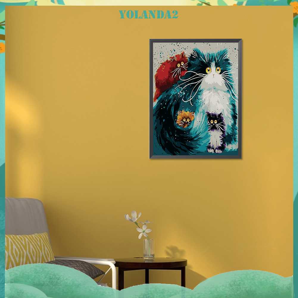 Tranh Đính Đá Kim Cương Toàn Bộ 5D DIY Hình Vẽ Mèo Trang Trí Nhà Cửa