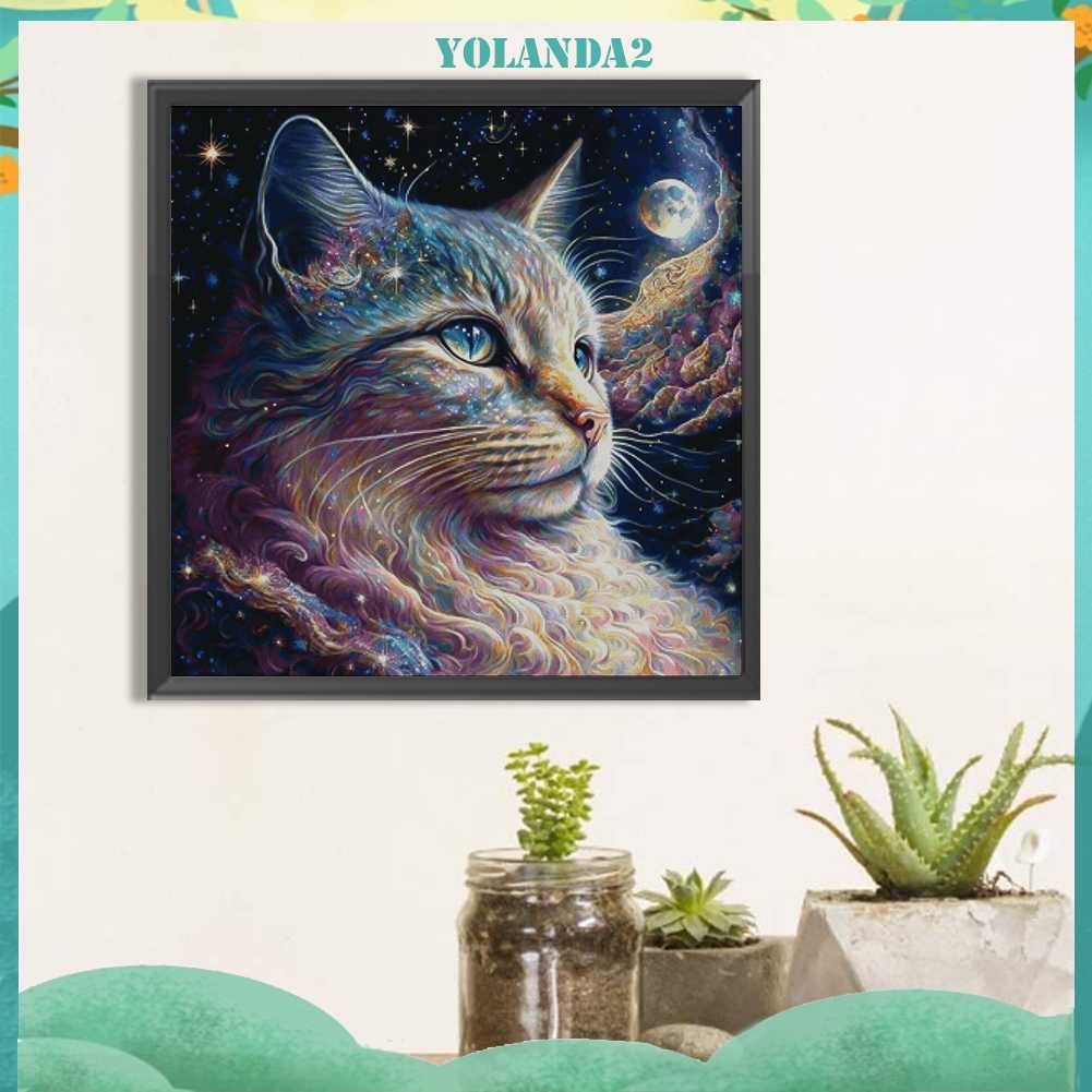 Tranh Đính Đá Kim Cương Toàn Bộ 5D DIY Hình Vẽ Mèo Trang Trí Nhà Cửa